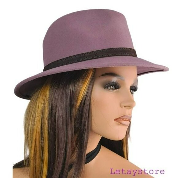 NWT CINTELLI & GALLUZZO Italy Wool Leather Trim Felt Fedora Hat - Picture 3 of 6